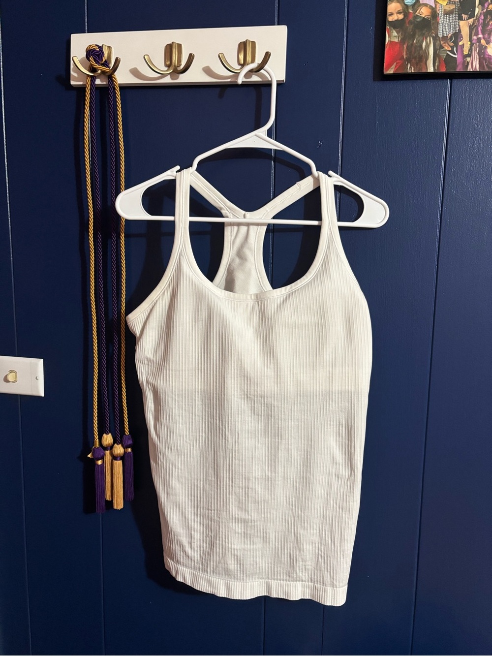 Lululemon Women's White Ribbed Racerback Tank Top